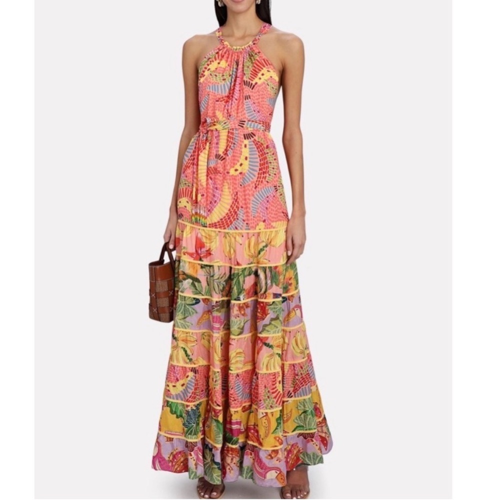 Farm Rio mixed pink print maxi dress medium new with tag